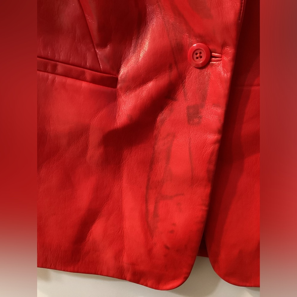 Alice + Olivia Red Macey Faux Leather Blazer Size 8 - Picture 7 of 16